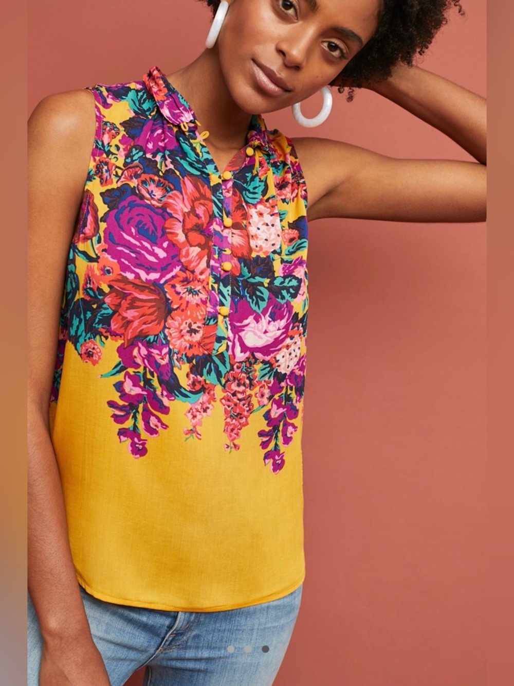 NWOT Anthropologie Cecilia Floral Top // Size XL